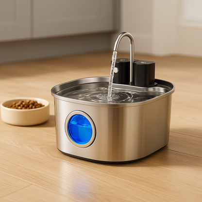 Fontanella Senza Fili 3.5L | Sensore Movimento, Batteria 4200mAh, Luce LED, Acciaio Inox