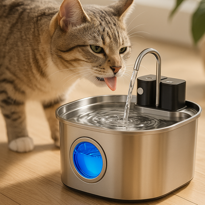 Fontanella Senza Fili 3.5L | Sensore Movimento, Batteria 4200mAh, Luce LED, Acciaio Inox