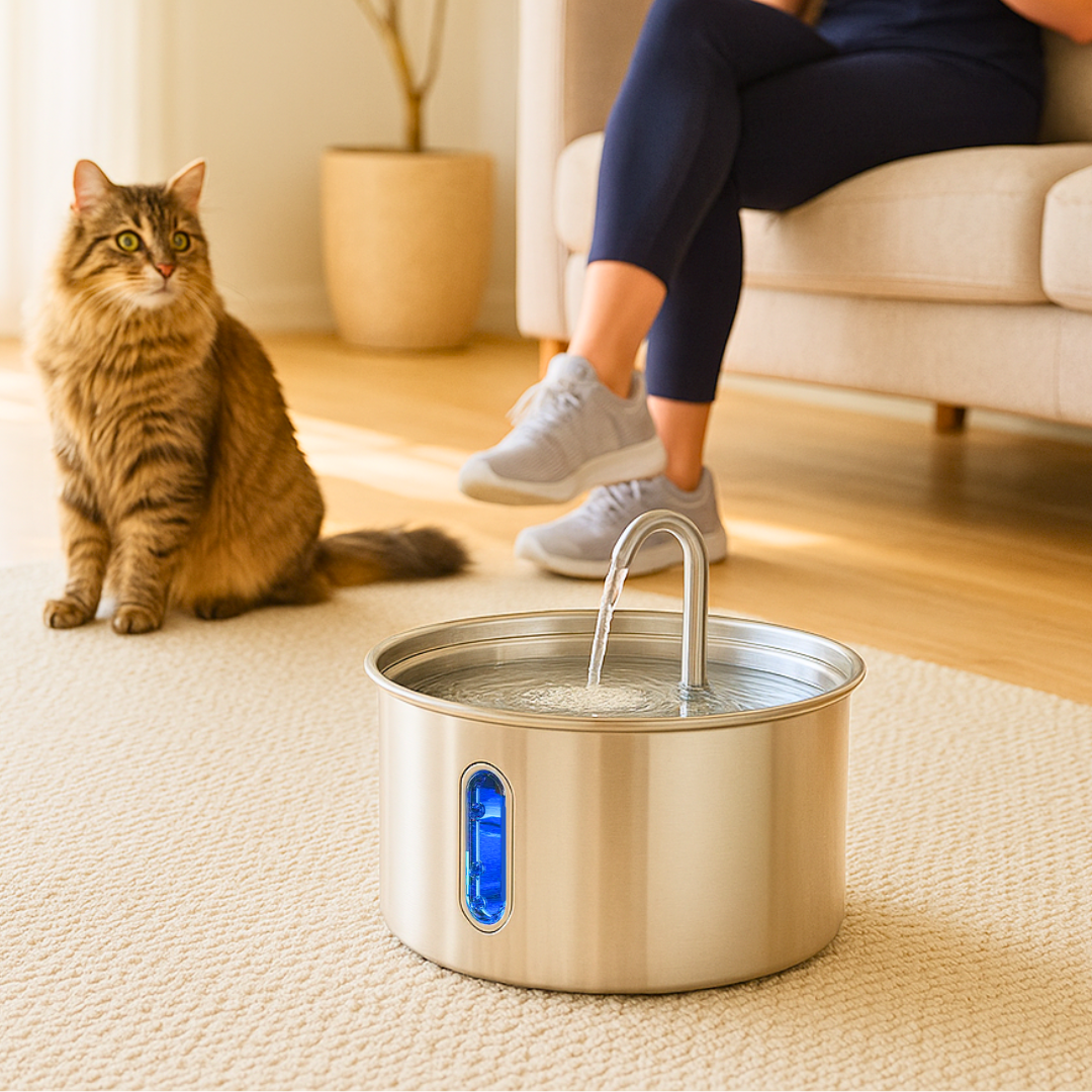 Fontanella Elettrica 2.5L | Luce LED, 2 Modalità di Flusso, Acciaio Inox