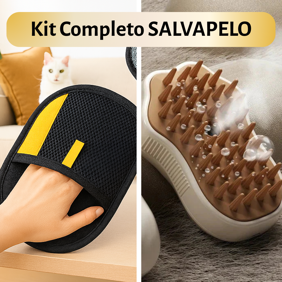 KIT SALVAPELO🎁 - Spazzola a Vapore 3 in 1 + Guanto Rimuovi Peli per superfici e tessuti