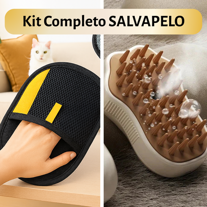 KIT SALVAPELO🎁 - Spazzola a Vapore 3 in 1 + Guanto Rimuovi Peli per superfici e tessuti
